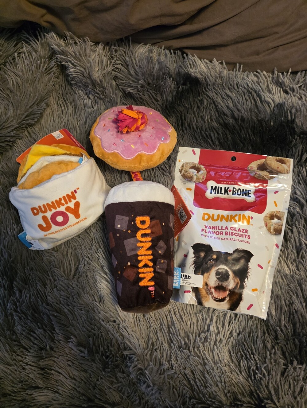 Dunkin' Dog Toy Set with Donut & Coffee Plush